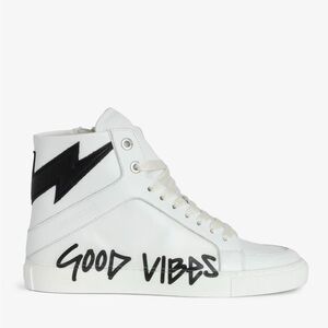 Zadig & Voltaire White High-Top Sneakers with Black Accents